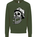 Old Sailor Skull Sailing Captain Kids Sweatshirt Jumper Forest Green