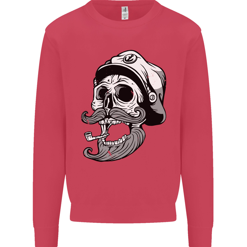 Old Sailor Skull Sailing Captain Kids Sweatshirt Jumper Heliconia