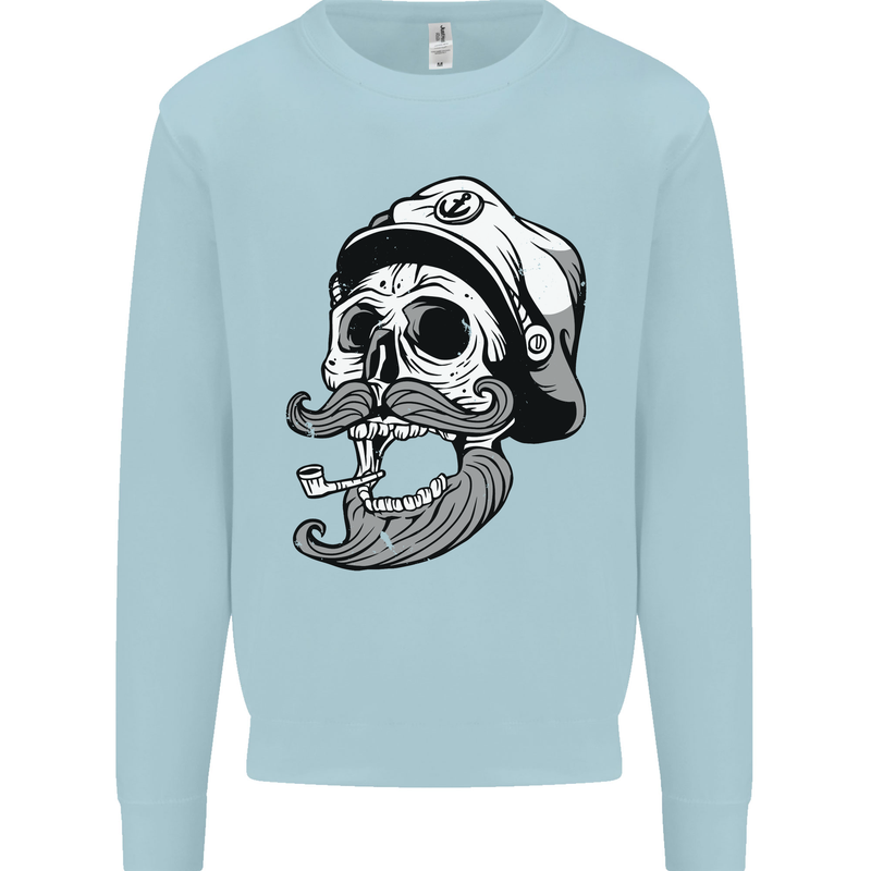 Old Sailor Skull Sailing Captain Kids Sweatshirt Jumper Light Blue