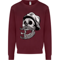 Old Sailor Skull Sailing Captain Kids Sweatshirt Jumper Maroon