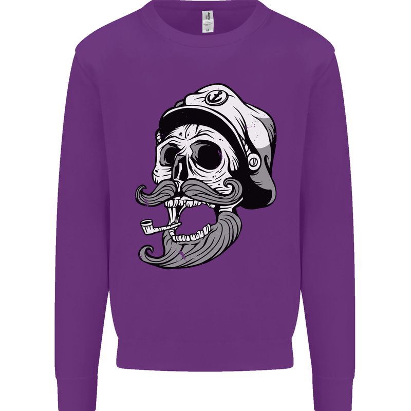 Old Sailor Skull Sailing Captain Kids Sweatshirt Jumper Purple