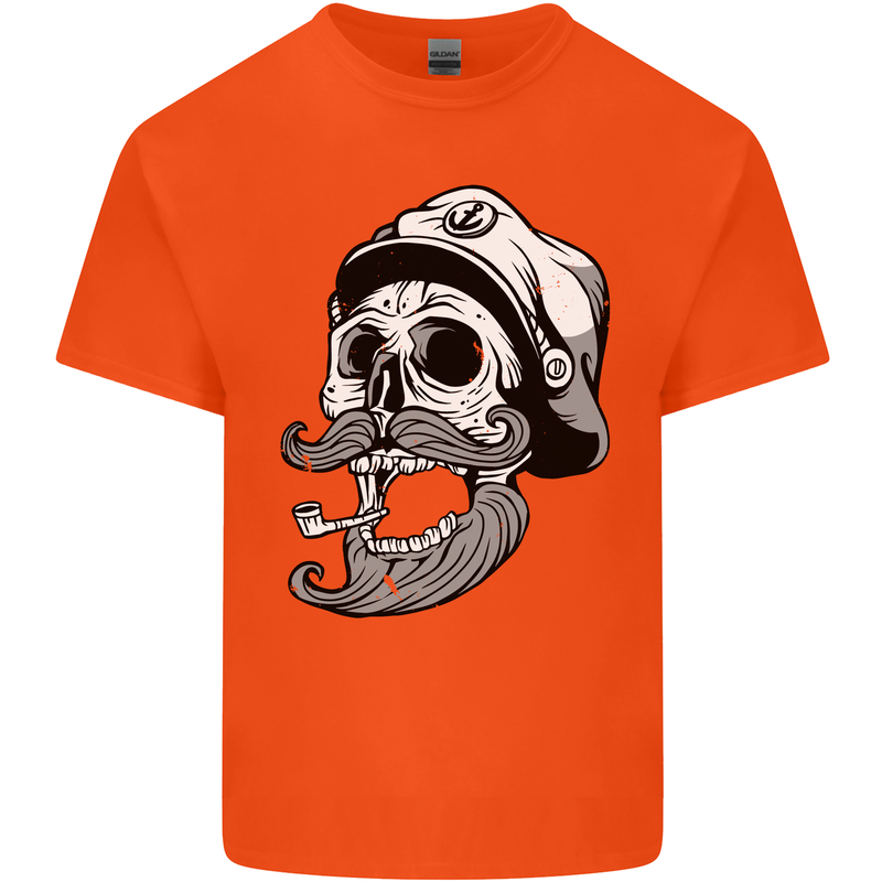 Old Sailor Skull Sailing Captain Kids T-Shirt Childrens Orange