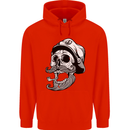 Old Sailor Skull Sailing Captain Mens 80% Cotton Hoodie Bright Red