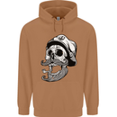 Old Sailor Skull Sailing Captain Mens 80% Cotton Hoodie Caramel Latte