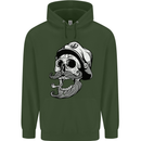 Old Sailor Skull Sailing Captain Mens 80% Cotton Hoodie Forest Green