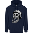 Old Sailor Skull Sailing Captain Mens 80% Cotton Hoodie Navy Blue
