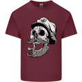 Old Sailor Skull Sailing Captain Mens Cotton T-Shirt Tee Top Maroon