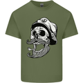 Old Sailor Skull Sailing Captain Mens Cotton T-Shirt Tee Top Military Green