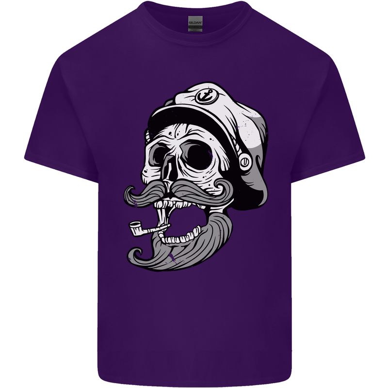 Old Sailor Skull Sailing Captain Mens Cotton T-Shirt Tee Top Purple