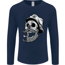 Old Sailor Skull Sailing Captain Mens Long Sleeve T-Shirt Navy Blue