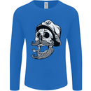 Old Sailor Skull Sailing Captain Mens Long Sleeve T-Shirt Royal Blue