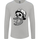 Old Sailor Skull Sailing Captain Mens Long Sleeve T-Shirt Sports Grey