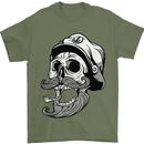 Old Sailor Skull Sailing Captain Mens T-Shirt 100% Cotton Military Green