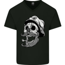Old Sailor Skull Sailing Captain Mens V-Neck Cotton T-Shirt Black