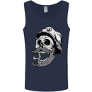 Old Sailor Skull Sailing Captain Mens Vest Tank Top Navy Blue