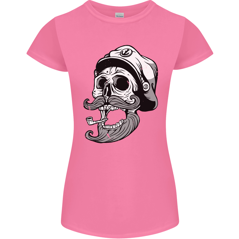 Old Sailor Skull Sailing Captain Womens Petite Cut T-Shirt Azalea