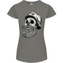 Old Sailor Skull Sailing Captain Womens Petite Cut T-Shirt Charcoal