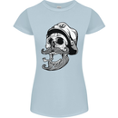 Old Sailor Skull Sailing Captain Womens Petite Cut T-Shirt Light Blue