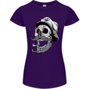 Old Sailor Skull Sailing Captain Womens Petite Cut T-Shirt Purple