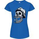 Old Sailor Skull Sailing Captain Womens Petite Cut T-Shirt Royal Blue