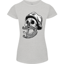 Old Sailor Skull Sailing Captain Womens Petite Cut T-Shirt Sports Grey