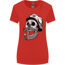Old Sailor Skull Sailing Captain Womens Wider Cut T-Shirt Red