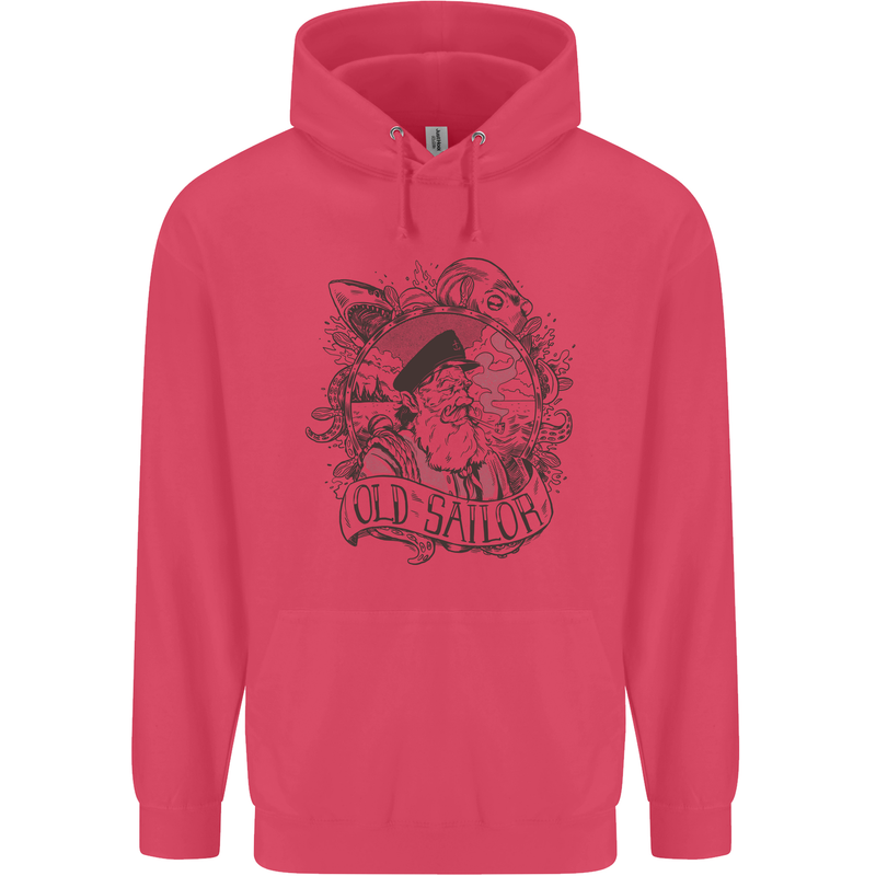 Old Sailor White Shark Octopus Captain Childrens Kids Hoodie Heliconia