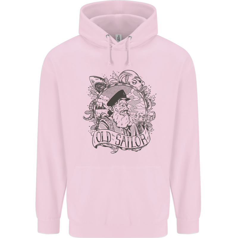 Old Sailor White Shark Octopus Captain Childrens Kids Hoodie Light Pink