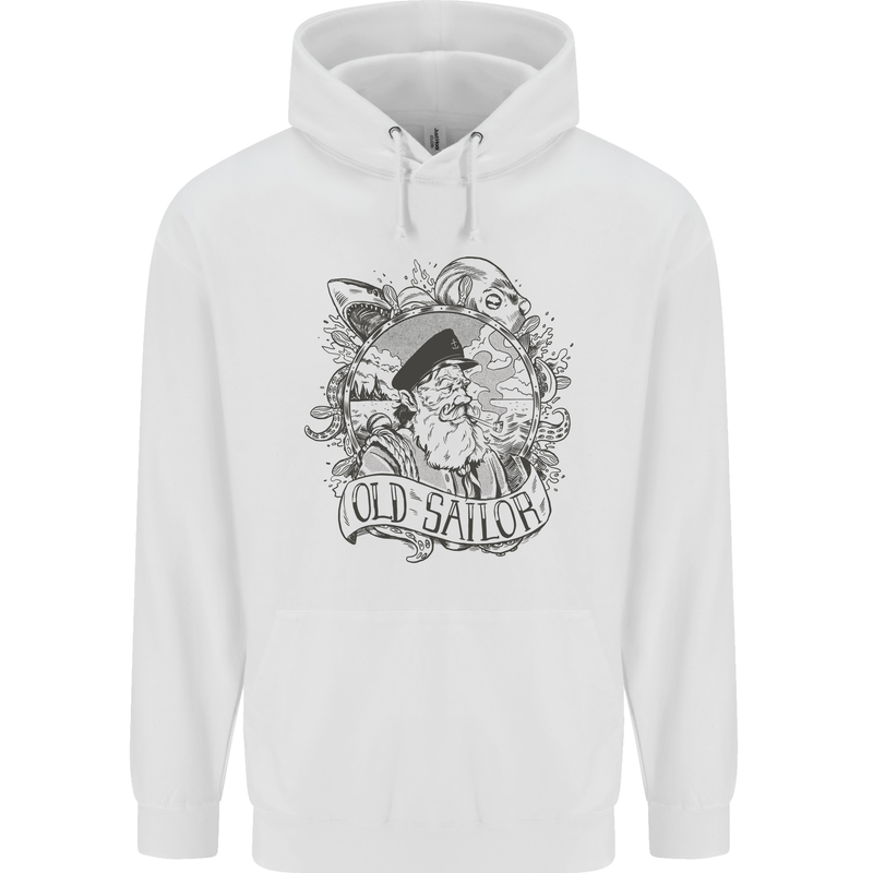 Old Sailor White Shark Octopus Captain Childrens Kids Hoodie White
