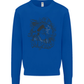 Old Sailor White Shark Octopus Captain Kids Sweatshirt Jumper Royal Blue