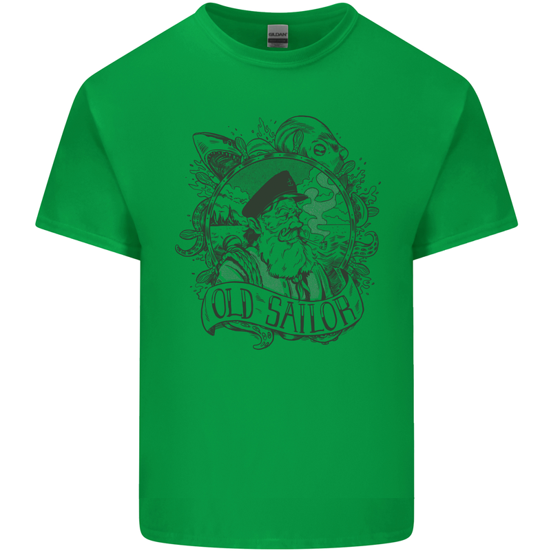 Old Sailor White Shark Octopus Captain Kids T-Shirt Childrens Irish Green