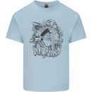 Old Sailor White Shark Octopus Captain Kids T-Shirt Childrens Light Blue