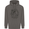 Old Sailor White Shark Octopus Captain Mens 80% Cotton Hoodie Charcoal