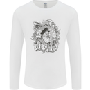 Old Sailor White Shark Octopus Captain Mens Long Sleeve T-Shirt White