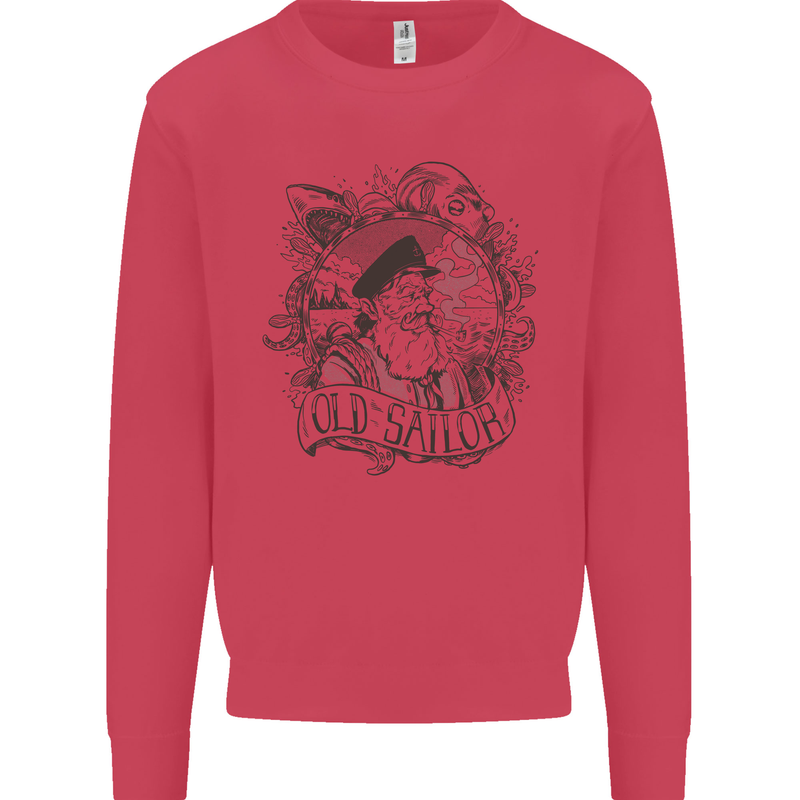 Old Sailor White Shark Octopus Captain Mens Sweatshirt Jumper Heliconia