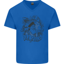 Old Sailor White Shark Octopus Captain Mens V-Neck Cotton T-Shirt Royal Blue