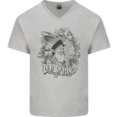 Old Sailor White Shark Octopus Captain Mens V-Neck Cotton T-Shirt Sports Grey