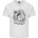 Old Sailor White Shark Octopus Captain Mens V-Neck Cotton T-Shirt White