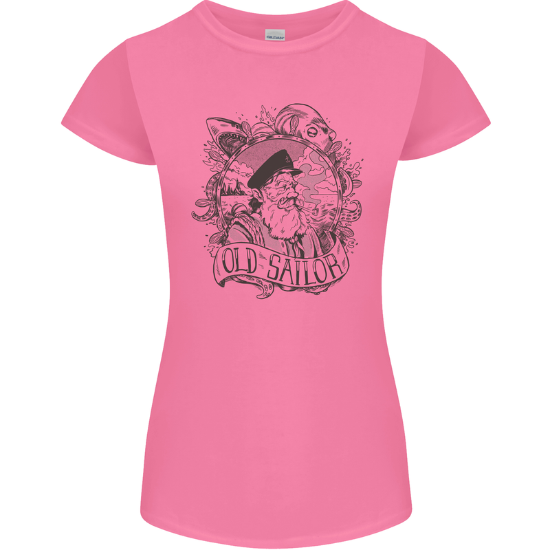 Old Sailor White Shark Octopus Captain Womens Petite Cut T-Shirt Azalea