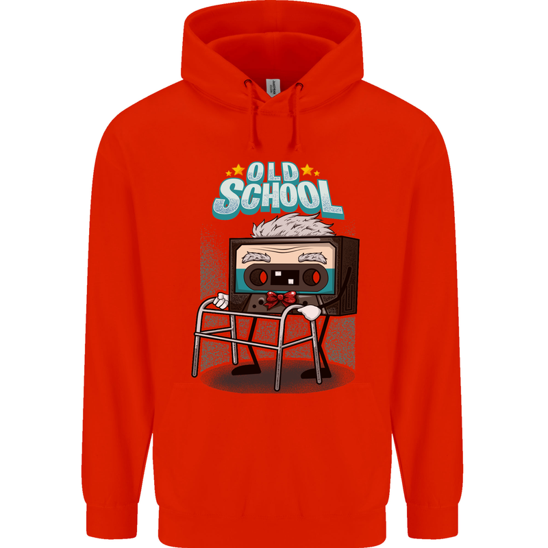 Old School 80s Music Cassette Retro 90s Childrens Kids Hoodie Bright Red