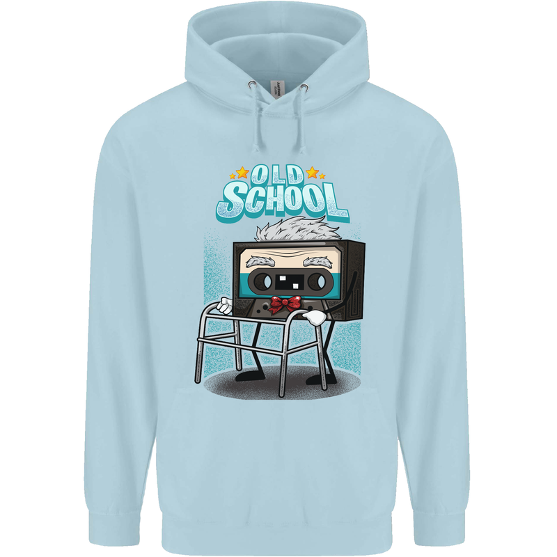 Old School 80s Music Cassette Retro 90s Childrens Kids Hoodie Light Blue