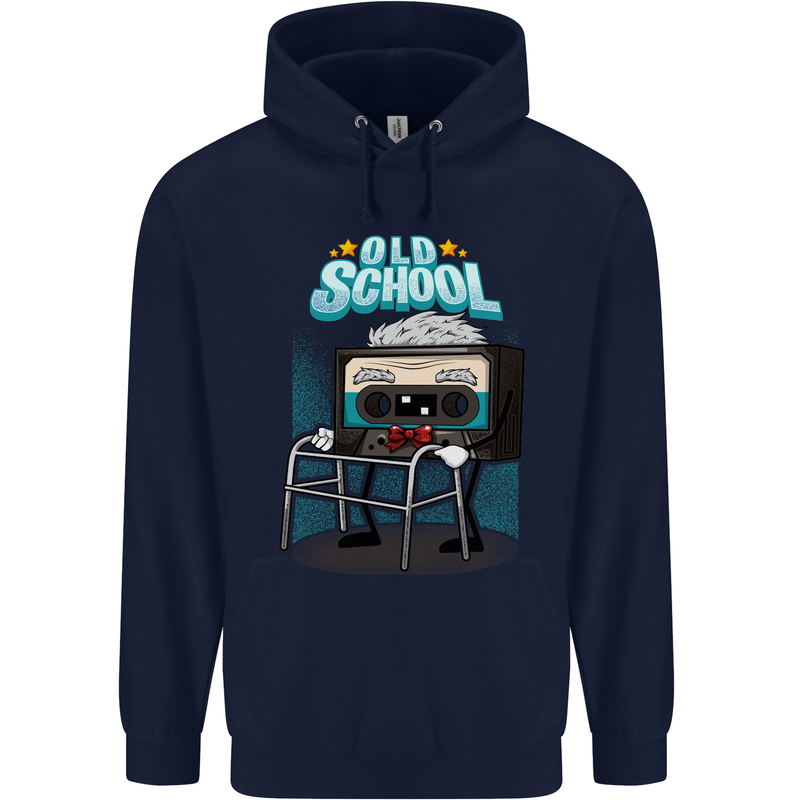 Old School 80s Music Cassette Retro 90s Childrens Kids Hoodie Navy Blue