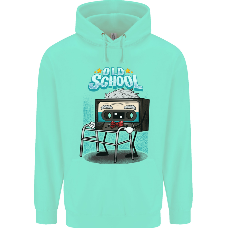 Old School 80s Music Cassette Retro 90s Childrens Kids Hoodie Peppermint
