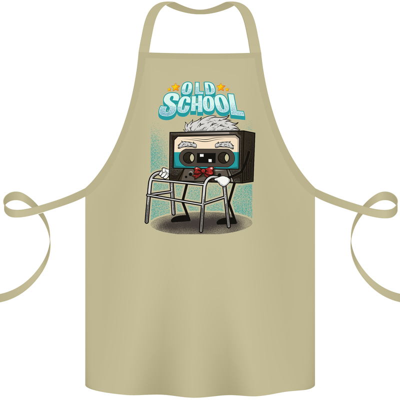 Old School 80s Music Cassette Retro 90s Cotton Apron 100% Organic Khaki