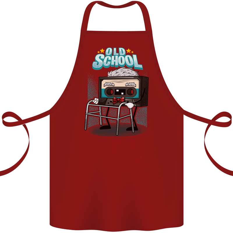 Old School 80s Music Cassette Retro 90s Cotton Apron 100% Organic Maroon