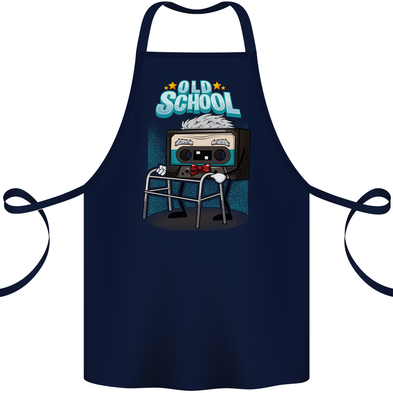Old School 80s Music Cassette Retro 90s Cotton Apron 100% Organic Navy Blue