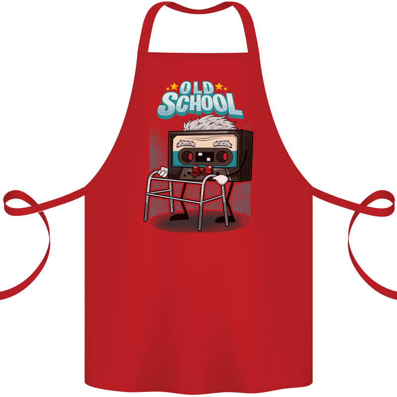 Old School 80s Music Cassette Retro 90s Cotton Apron 100% Organic Red