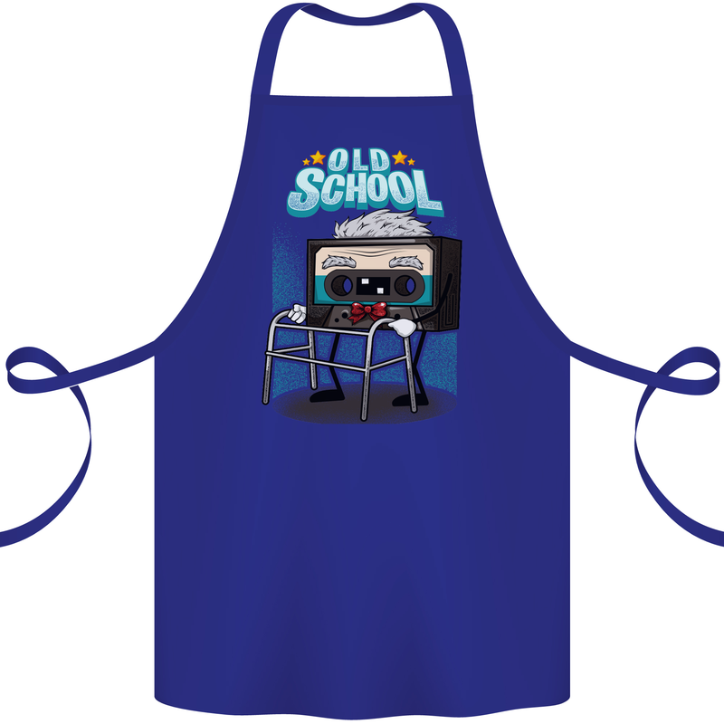 Old School 80s Music Cassette Retro 90s Cotton Apron 100% Organic Royal Blue