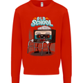 Old School 80s Music Cassette Retro 90s Kids Sweatshirt Jumper Bright Red