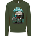 Old School 80s Music Cassette Retro 90s Kids Sweatshirt Jumper Forest Green